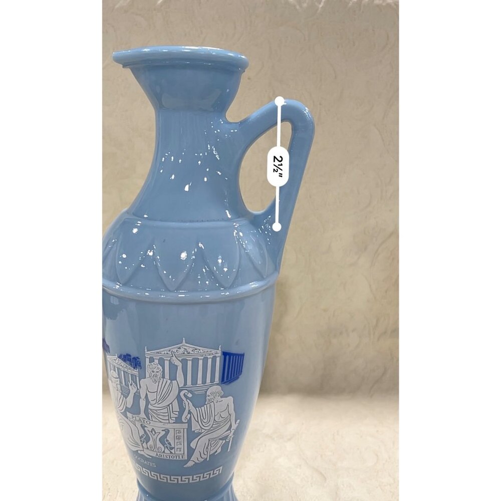 Vintage Blue Ceramic Greek Vase With Socrates Plato & Aristotle Design - Picture 12 of 16